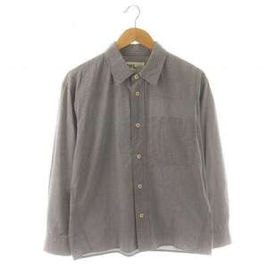 マーガレットハウエル MHL. TINY GINGHAM COTTON シャツ ギンガムチェック 長袖 S 紺 白 ネイビー ホワイト /DF ■OS メンズ