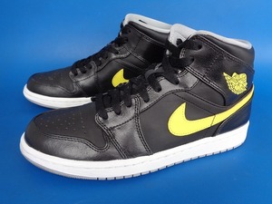 13739■美品 14年製 NIKE AIR JORDAN 1 MID ナイキ エア ジョーダン ミッド 黒 黄 25.5 554724-070