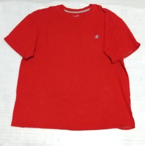 ☆Champion.com サイズ2XL 半袖Tシャツ 刺繍ワンポイントGLAYグレイ赤色レッド スポーツAUTHENTICファッション ウェア ティー チャンピオン