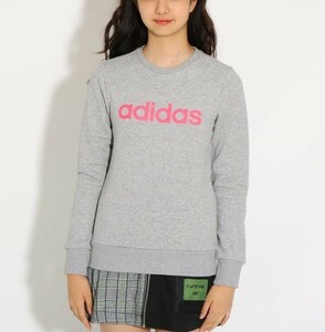 新品 PINK-latte 【adidas/アディダス】 スウェットクルーネック グレー(012) 15(XS150cm) 定価3289円