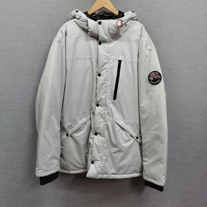 J1010 Timberland ティンバーランド ダウン ジャケット 3XL ライトグレー フーデッド ワッペン ビッグサイズ ストリート B系 ヒップホップ