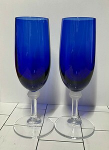 J.G.DURANDO デュラン ワイングラス 青 ペア ２個セット シャンパングラス