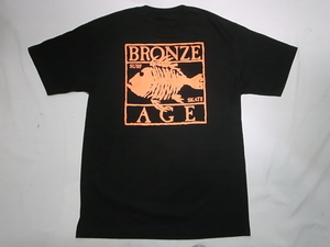 JB即決 BRONZE AGE ブロンズエイジ 限定ネオンカラーシリーズ スクエア フィッシュ Tシャツ 黒xオレンジ Lサイズ 新品 DOGTOWN
