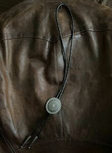 【傑作】極美品 RRL BOLO TIE ダブルアールエル コンチョ ネイティブ ウエスタン レザー カウボーイ ループ ボロ ボロー タイ ネクタイ