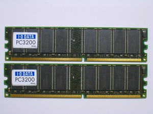 【中古】I・ODATA PC3200 DDR400 512MB×2枚 合計1GB DR400-512M