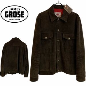 JAMES GROSE ジェームスグロース MADE IN ENGLAND イングランド製 SUEDE TRUCKER スエードレザー トラッカージャケット 茶 38 アーカイブ