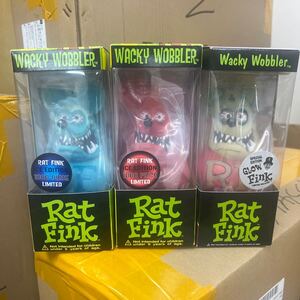 ラットフィンクボビングヘッド暗闇で光るチッコウバージョン3体セット ラットフィンク ボブルヘッド WOBBLER FUNKO