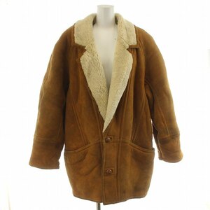 シャーリング Shearling ムートンコート 本革 ショート ハーフ ボア ラグランスリーブ L キャメル /KW ■GY03 レディース