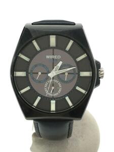 WIRED◆ソーラー腕時計/アナログ/BLK/V14J-0BD0