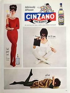 稀少！1967年チンザノ ベルモット ビアンコ広告/Cinzano White Vermouth Bianco/酒/99