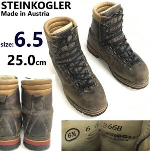 オーストリア製/Vintage★STEINKOGLER★重厚本革/マウンテン/トレッキングブーツ/シューズ登山靴【6.5/25.0/茶】Boots/Shoes◆sWB123-4