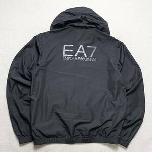 エンポリオアルマーニ【漂う高級感】EA7 EMPORIO ARMANI ナイロンジャケット パーカー ジャンパー ブルゾン S-M ブラック バックロゴ 1円