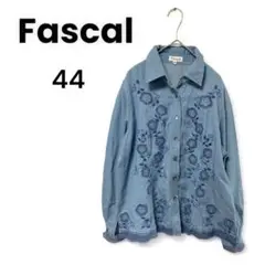 Fascal 刺繍入り ダンガリーシャツ 昭和レトロ コットン100% 裾フリル