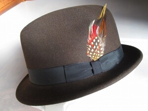 XL(約60cm) アメリカ製 ニューヨークハット ソフト帽子 中折れ帽子 NEW YORK HAT 5923 Pinched Stingy Fedora Lite Felt Stingy 茶ブラウン