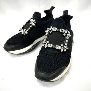 O2978 1円スタート　Roger Vivier ロジェヴィヴィエ　スニーカー　ビジュースニーカー　ブラック　黒　34 レディース　中古