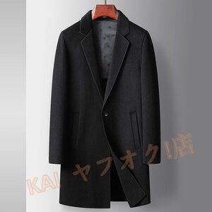 新品 メンズコート ビジネスコート 紳士ロングコート厚手ウール カシミヤコート ダブルボタン チェスターコート アウター ブラック M~4XL