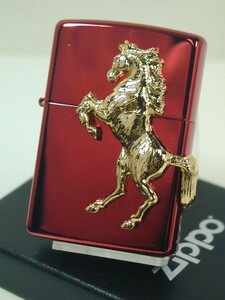 ジッポーライター： Zippo ハネウマ 【ホースメタル】 《うま》 //赤 レッド & 金 ゴールド// 馬 メタル ウイニングウィニー RD/GD 