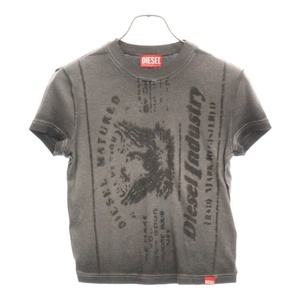 DIESEL ディーゼル Grapic Print Short Sleeve Tee グラフィックプリントショートスリーブ半袖Tシャツ A11270 グレー レディース