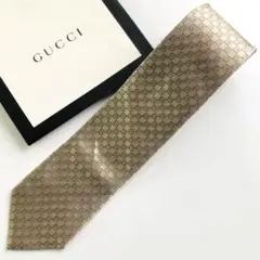 GUCCI ネクタイ 紋章柄 ゴールド