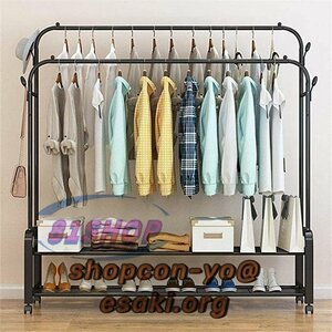 全長135CM ハンガーラック 2段 可動棚 高耐荷重 コートハンガー 収納棚 スチール棚 洋服掛け おしゃれ ホワイト