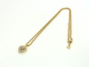 ■新品同様■ NINA RICCI ニナリッチ ハート ラインストーン ネックレス ペンダント アクセサリー ゴールド系 DD5534