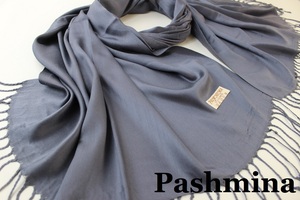 新品 アウトレット【Pashmina パシュミナ】無地 Plain 大判 ストール C.GRAY 灰色 チャコールグレー系 Cashmere カシミア100%