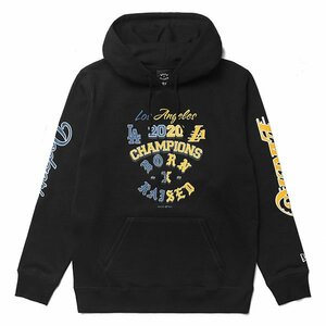 BornxRaised (ボーンアンドレイズド) パーカー プルオーバー CITY OF CHAMPIONS HOODY BLACK ブラック (XL) Lakers Dodgers New Era