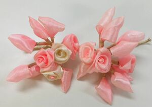 薔薇コサージュ　ピンク＆白　昭和レトロ