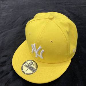 【中古品】NEW ERA ニューエラ ニューヨーク・ヤンキース 59FIFTY 55.8㎝ イエロー　ya3