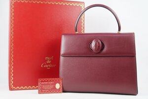 【新品同様・未使用】Cartier カルティエ ターンロック ハンドバッグ ボルドー ブランド鞄【RU77】