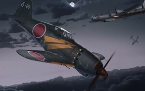 局地戦闘機 雷電 B29迎撃 大日本帝国海軍 ミリタリー アート 絵画風 壁紙ポスター ワイド版603×376mm はがせるシール式 008W2