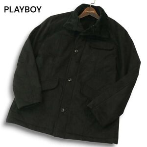 VIP PLAYBOY プレイボーイ 秋冬 裏ボア★ フェイク ムートン ジャケット コート Sz.L メンズ 黒　A4T13572_C#N