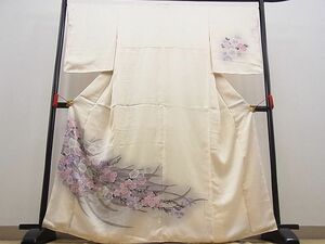 平和屋野田店■訪問着　手描き　草花文　暈し染め　逸品　BAAC9727ts