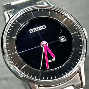 SEIKO セイコー SPIRIT スピリット V147-0AK0 腕時計 ソーラー アナログ カレンダー ブラック文字盤 ステンレススチール 動作確認済み