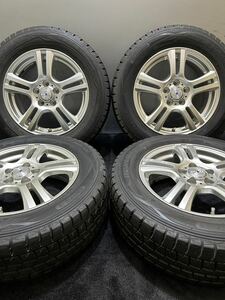 195/65R15 DUNLOP/WINTER MAXX WM01 19年製 ECO+α 15インチ 6J ＋45 100 5H スタッドレス 4本 プリウス ウィッシュ (南4-E562)