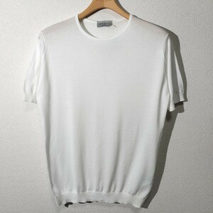 メンズ M ジョンスメドレー 最高級コットン クルーネックTシャツ BELDEN ホワイト JOHN SMEDLEY イギリス製★同梱不可