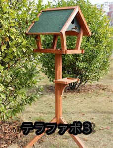 新品推薦★バードフィーダー　鳥の餌台　ウッド　三角屋根タイプ 木製の野外餌器 防腐雨日焼け防止