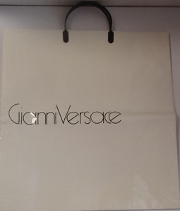 281/Gianni Versace ヴェルサーチ 紙袋 手提げ袋 ショップ ペーパーバッグ ショッパー/光沢紙/白/51×49×10/Vintage Rare