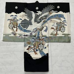 ◆kimono+one◆産着◆お宮参り◆襦袢付き◆五つ紋◆紫好◆七五三◆３歳用◆男の子着物◆七五三お詣り男の子着物こどものひお正月卒業式Y12