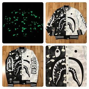 ★蓄光★ City camo シャーク スタジャン Mサイズ a bathing ape BAPE varsity jacket エイプ ベイプ アベイシングエイプ 迷彩 z05