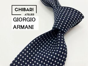 【超美品】GIORGIO ARMANI　アルマーニ　ドット柄　ネクタイ　3本以上送料無料　ネイビー　黒タグ　0905172