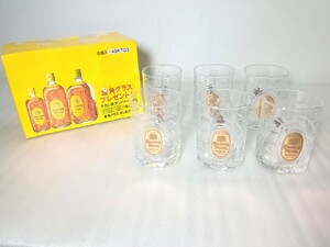 SUNTORY サントリー〈金角グラス 〉6個　亀甲グラス 非売品 　ウイスキー グラス　未使用長期保管品　【共箱汚れあり】