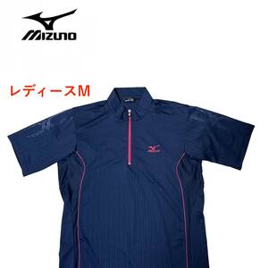 N3401★極美品★mizuno*ミズノ*薄手*スポーツウェア*紺*半袖*レディースM*ネイビー