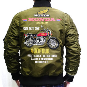 HONDA×JACK ROSE CB400FOUR 中綿MA-1 533502 カーキ L アメカジ バイク ヨンフォア モータースポーツ ホンダ×ジャックローズ ミリタリー