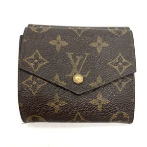 ルイヴィトン LOUIS VUITTON ポルトモネビエ カルトクレディ Wホック 三つ折り財布 モノグラム キャンバス M61660 ブラウン AN0942