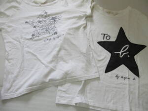 To b. by agns b. トゥービー バイ アニエスベー Tシャツ 2点セット 星 スター スパンコール サイズ38 白（B100）