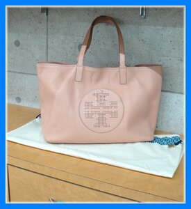 5283T【本物保証】 TORY BURCH トリーバーチ ロゴ レザー トートバッグ ショルダーバッグ ピンク系