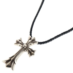 CHROME HEARTS クロムハーツ DBL CH CRS LRG ラージダブルCHクロス ペンダント wレザーブレイドネックレス シルバー