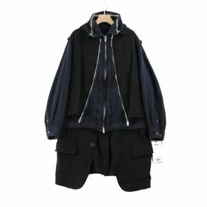 UNDERCOVER アンダーカバー 21AW 縮絨レイヤードブルゾンコート 2 ブラック ネイビー