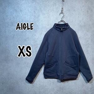 【AIGLE】エーグル(xs)フリースブルゾン＊ハイネック＊ジップアップ＊グレー